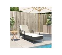 Chaise longue - - 63x200x81 cm - Dossier réglable 3 positions - Coussin amovible - Résine tressée