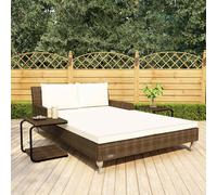 Chaise Longue à 2 Places avec Coussins Résine Tressée Marron Terrasse vidaXL