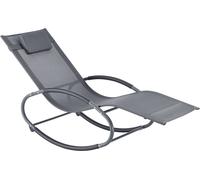Chaise longue à bascule Almaluez 153 x 63 x 80,5 cm Chaise longue jusqu'à 120 kg Chaise longue de relaxation avec coussin pour la tête Gris foncé