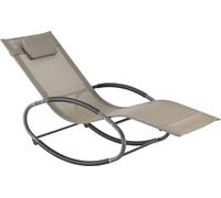 Chaise longue à bascule Almaluez 153 x 63 x 80,5 cm Chaise longue jusqu'à 120 kg Chaise longue de relaxation avec coussin pour la tête Beige