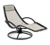 Chaise longue à bascule - The Chiller - Transat - 77x 85x173cm - Bain de soleil - Résistant aux intempéries - Tubes en métal - Surface en PVC - Beige