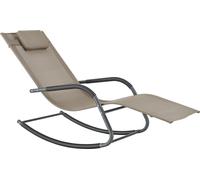 Bain de Soleil à Bascule Caracena Acier Textile 147 x 63 x 89 cm Beige [en.casa]