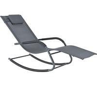 Chaise longue à bascule Caracena 147x63x89cm Chaise longue à bascule jusqu'à 120kg Gris foncé