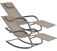 Lot de 2 Bains de Soleil à Bascule Caracena Acier Textile Beige [en.casa]