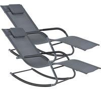Chaise longue à bascule Caracena (lot de 2) 147x63x89cm Chaise longue à bascule jusqu'à 120kg Gris foncé