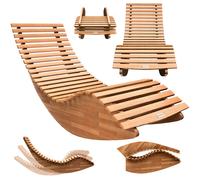 Casaria® Chaise Longue à Bascule en Bois d'acacia certifié FSC® - Transat de Jardin Pliable, Bain de Soleil pour Sauna intérieur Exterieur, Charge 160kg