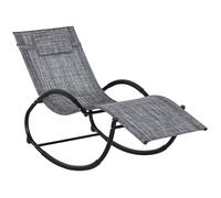 Chaise longue à bascule - Outsunny - avec tétière - utilisation extérieure intérieure - gris chiné