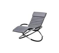 Chaise longue à bascule pliable design contemporain avec matelas revêtement aspect daim métal textilène gris noir