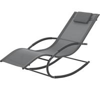 Bain de soleil à bascule Tarent acier textile 174 x 63 x 88 cm gris foncé [en.casa]
