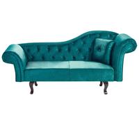 Chaise Longue à Droite Rétro en Velours avec Coussins Capitonné Vert Lattes II