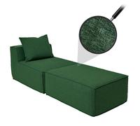 Chaise longue/accessoires pour canapé HWC-O54, fauteuil ottomane récamière, tissu/textile (300 g/m²) 63 x 75 x 194 cm vert