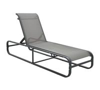 vidaXL Chaise longue en aluminium et textilène H. 36 cm L. 200 cm non pliable, non empilable Gris G