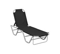 Chaise Longue Aluminium et Textilène Noir Bain de Soleil Transat Jardin vidaXL