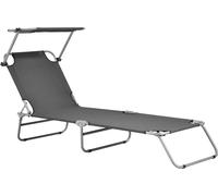 Chaise longue 'Argozelo' avec toit solaire réglable Structure en acier 186 x 55 x 24 cm Gris foncé
