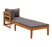 Vidaxl Chaise Longue Avec 1 Accoudoir Gris Foncé Bois D'acacia Solide Gris