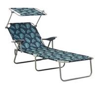 Chaise longue avec auvent acier motif de feuilles G