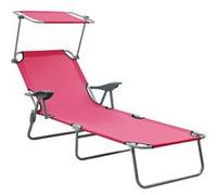 Chaise longue avec auvent acier rose Rose G