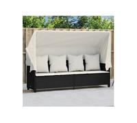 Chaise Longue avec Auvent et Coussins, Siège avec Dossier, Transat avec Housse Jardin Terrasse Patio, Moderne, Noir 368353