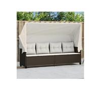 Chaise Longue avec Auvent et Coussins, Siège avec Dossier, Transat avec Housse Jardin Terrasse Patio, Moderne, Marron 368336