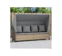 Chaise longue avec auvent et coussins beige résine tressée368356