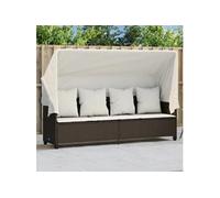 Chaise Longue avec Auvent et Coussins, Siège avec Dossier, Transat avec Housse Jardin Terrasse Patio, Moderne, Marron 368354