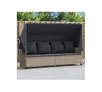 vidaXL Chaise Longue avec Auvent et Coussins, Siège de Patio, Bain de Soleil, Transat de Jardin Terrasse Arrière-cour, Gris 368358