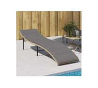 Chaise longue avec coussin beige 55x199x50 cm résine tressée, lit de bronzage, chaise longue inclinable, lit de jour 368249