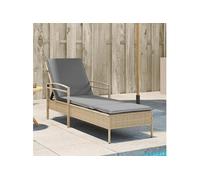 vidaXL Chaise longue avec coussin beige 63x200x81 cm résine tressée, lit de bronzage, chaise longue inclinable, lit de jour d'extérieur