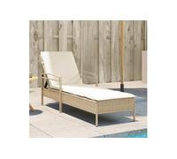 Vidaxl Chaise Longue Avec Coussin Beige 63x200x81 Cm Résine Tressée