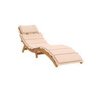 Chaise longue avec coussin beige bois d acacia solide