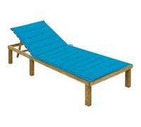 vidaXL Chaise longue en bois de pin imprégné avec coussin bleu