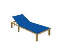 Vidaxl Chaise Longue Avec Coussin Bleu Royal Bois De Pin Imprégné