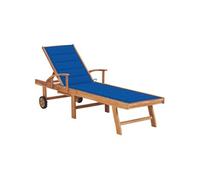 Chaise longue avec coussin bleu royal Bois de teck solide3063016