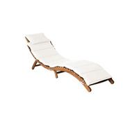 vidaXL Chaise Longue avec Coussin Chaise Longue de Jardin Chaise Longue de Patio Terrasse Arrière-Cour Extérieur Crème Bois 46652