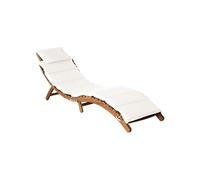 Chaise longue avec coussin Bois d acacia solide Crème