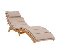 vidaXL Chaise longue avec coussin - Bois d'acacia solide - Taupe - 180x89x74 cm