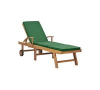 Vidaxl Chaise Longue Avec Coussin Bois De Teck Solide Vert Vert