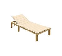 Chaise longue avec coussin crème Bois de pin imprégné G