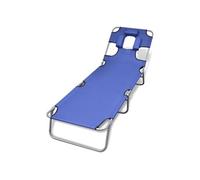 Chaise longue pliable avec tête coussin et dossier ajustable bleu vidaXL