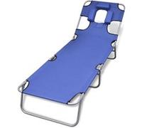 Chaise longue avec coussin de tête Acier enduit de poudre Bleu Bleu G
