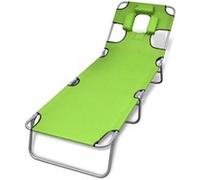 Chaise longue avec coussin de tête acier enduit de poudre vert Vert G