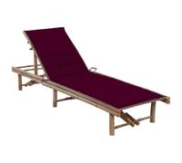 Chaise Longue avec Coussin en Bambou, Réglable sur 3 Niveaux | Matériau en bambou, dossier réglable, 3 positions de couchage, coussin inclus, jardin, se prélasser, lire, bronzer