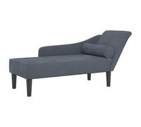 Chaise longue avec coussin en velours gris foncé - Fauteuil confortable en velours (100 % polyester) avec rembourrage en mousse et cadre en bois massif, parfait pour le salon ou la chambre à coucher