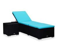 Chaise Longue avec Coussin et Table à Thé Résine Tressée Extérieur vidaXL
