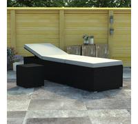Chaise Longue avec Coussin et Table à Thé Résine Tressée Extérieur vidaXL