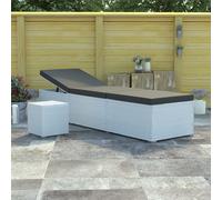 Chaise Longue avec Coussin et Table à Thé Résine Tressée Extérieur vidaXL