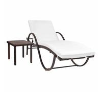 Chaise longue vidaxl marron en resine tressee H. 40 cm L. 193 cm non empilable non pliable marron G