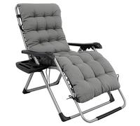 Chaise longue avec coussin extra épais, gris clair, charge maximale : 200 kg, réglable en continu, résistante aux intempéries, pour l'intérieur et l'extérieur, rembourrage extra large de 72 cm, chaise