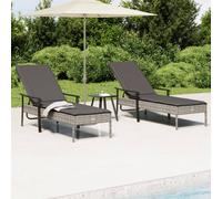 Chaise Longue avec Coussin Fauteuil Jardin Terrasse Gris Résine Tressée vidaXL
