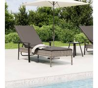 Chaise Longue avec Coussin Fauteuil Jardin Terrasse Gris Résine Tressée vidaXL